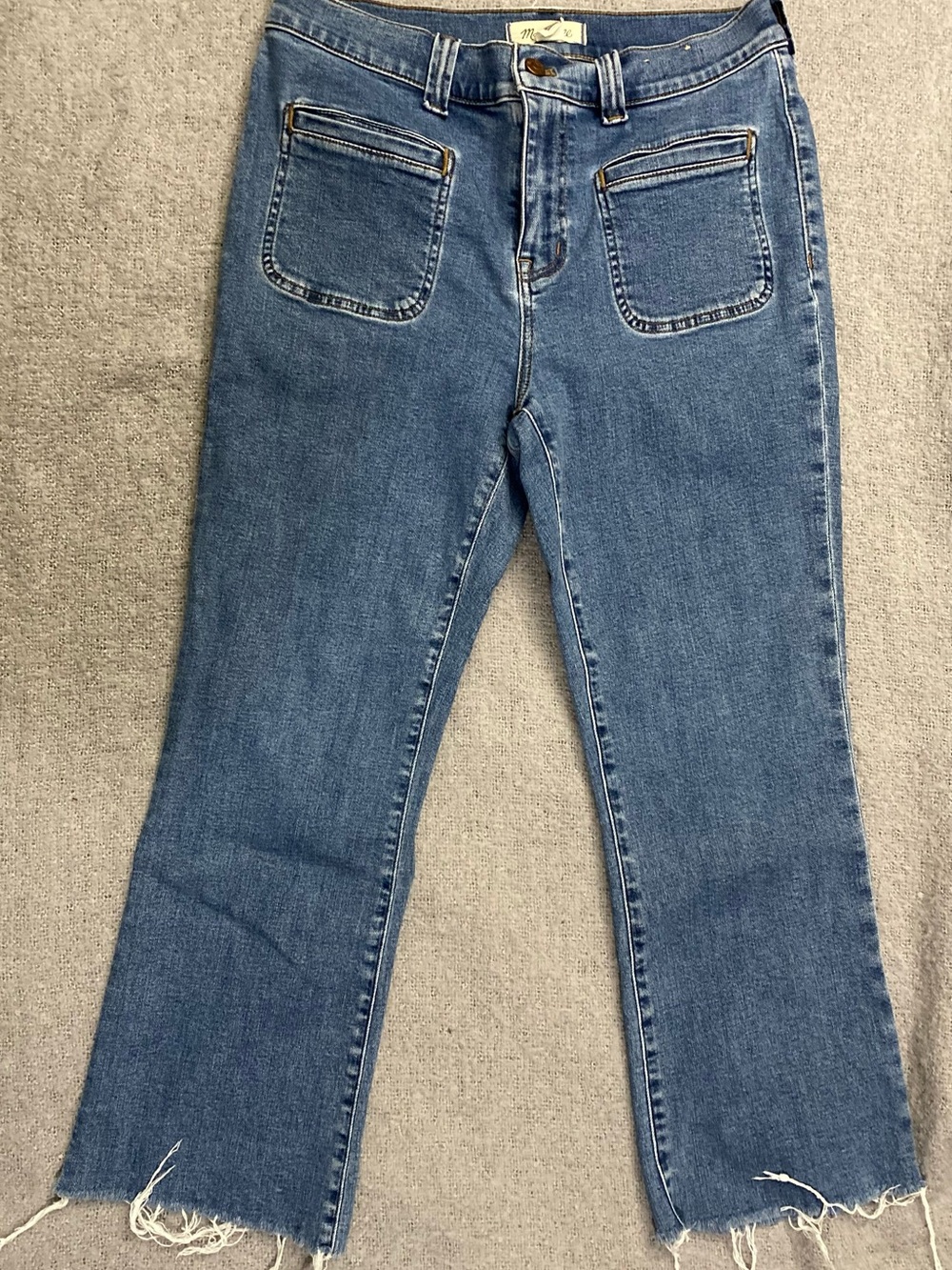 Madewell Straight-Leg Blue Denim Jeans with Front Patch Pockets